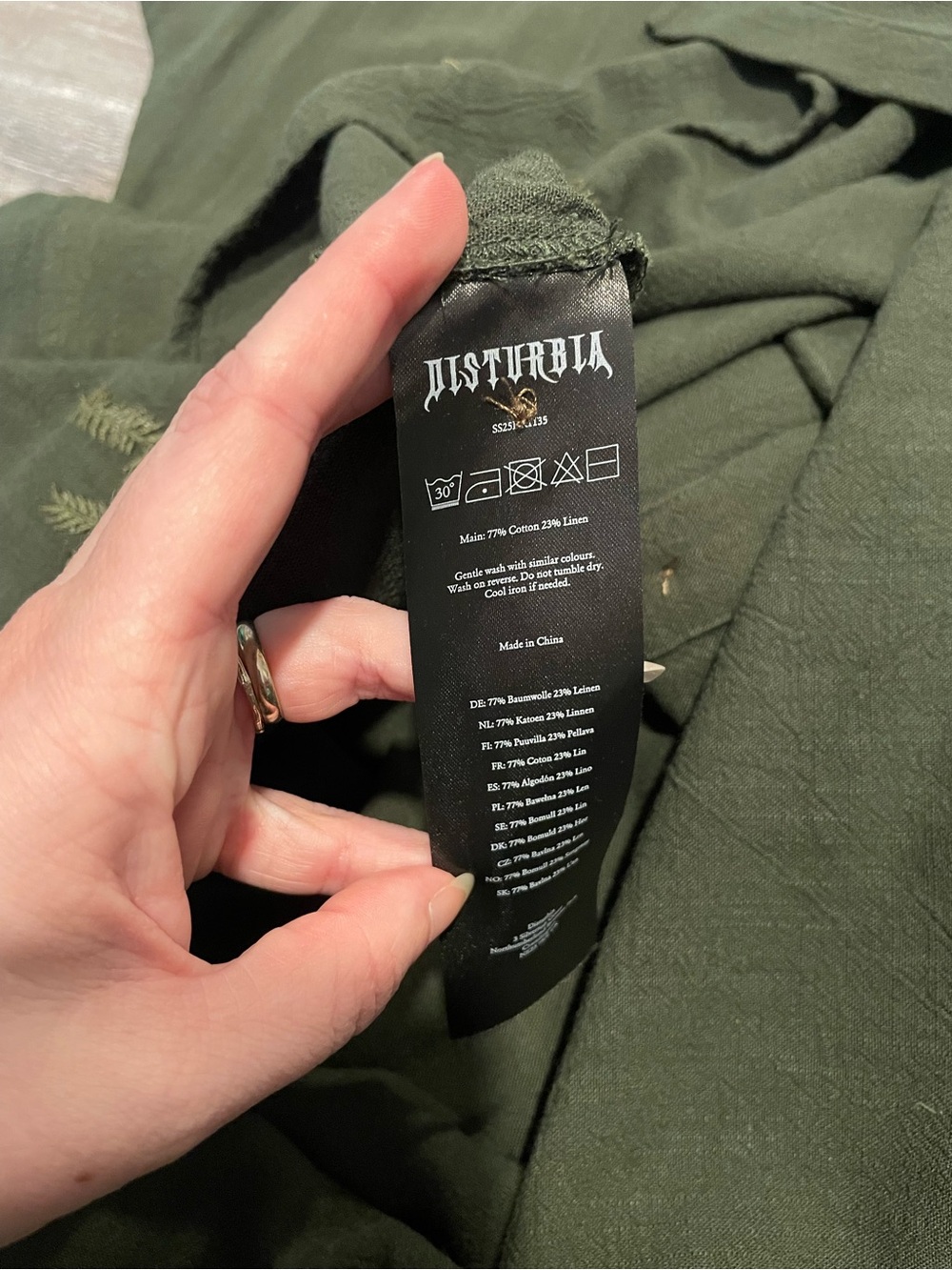 Disturbia Olive Green Button-Front Midi Dress - Picture 9 of 9